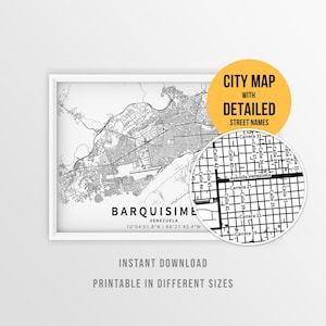 Barquisimeto Venezuela Map with Street Names, Printable Barquisimeto City Poster (Instant Download)