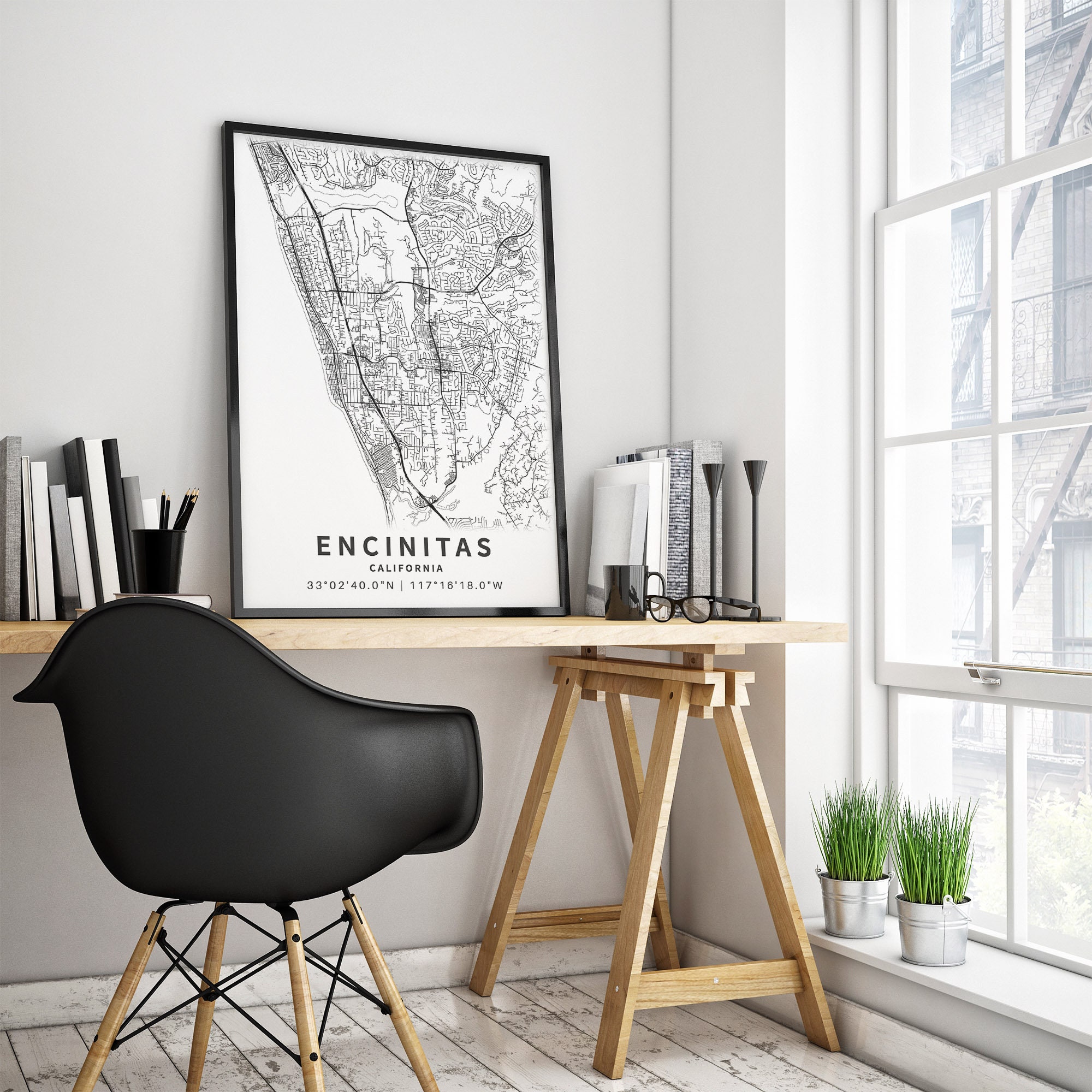 Printable Map of Encinitas, California, USA With Street Names - Instant ...