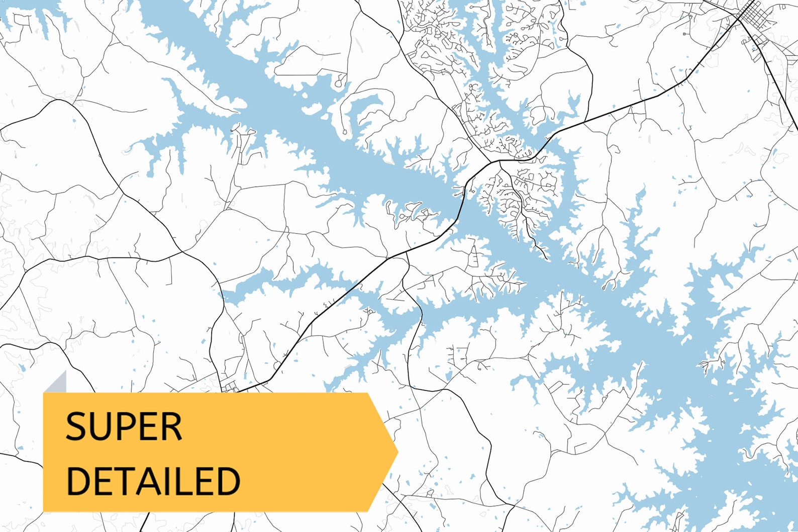 Printable Map of Clarks Hill Lake and South Carolina Etsy