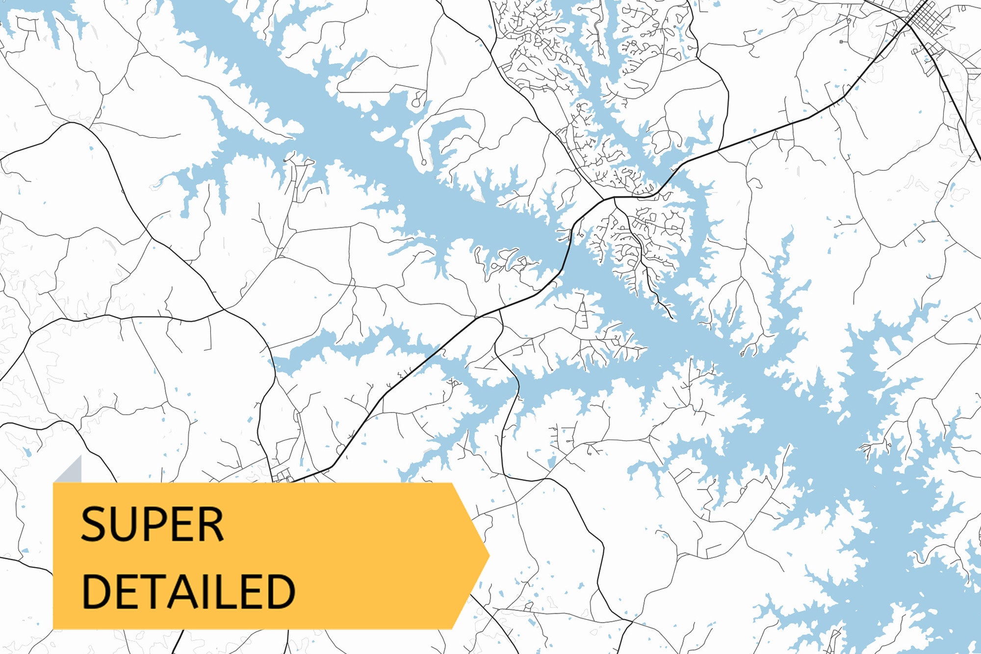 Printable Map of Clarks Hill Lake and South Carolina Etsy