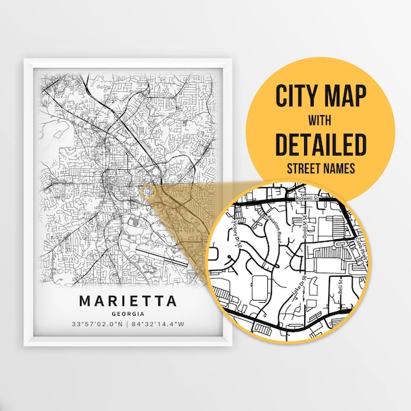 Road Map of Georgia - Etsy