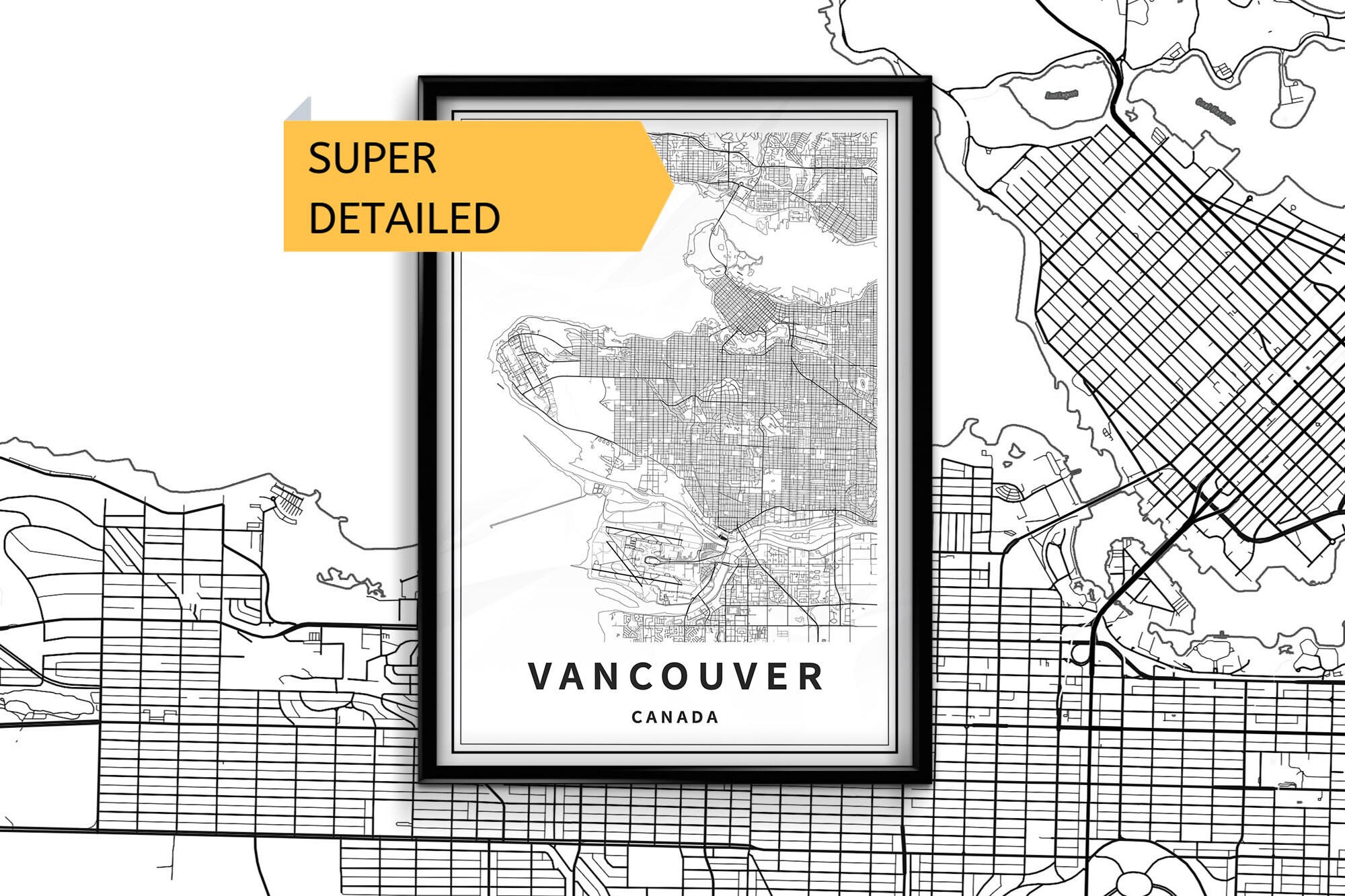 Printable Map of Vancouver Canada Instant Download City | Etsy
