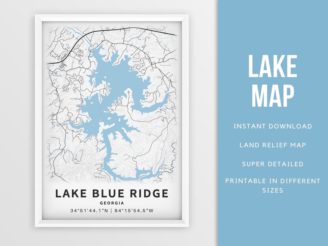 Printable Map of Lake Blue Ridge United States Etsy