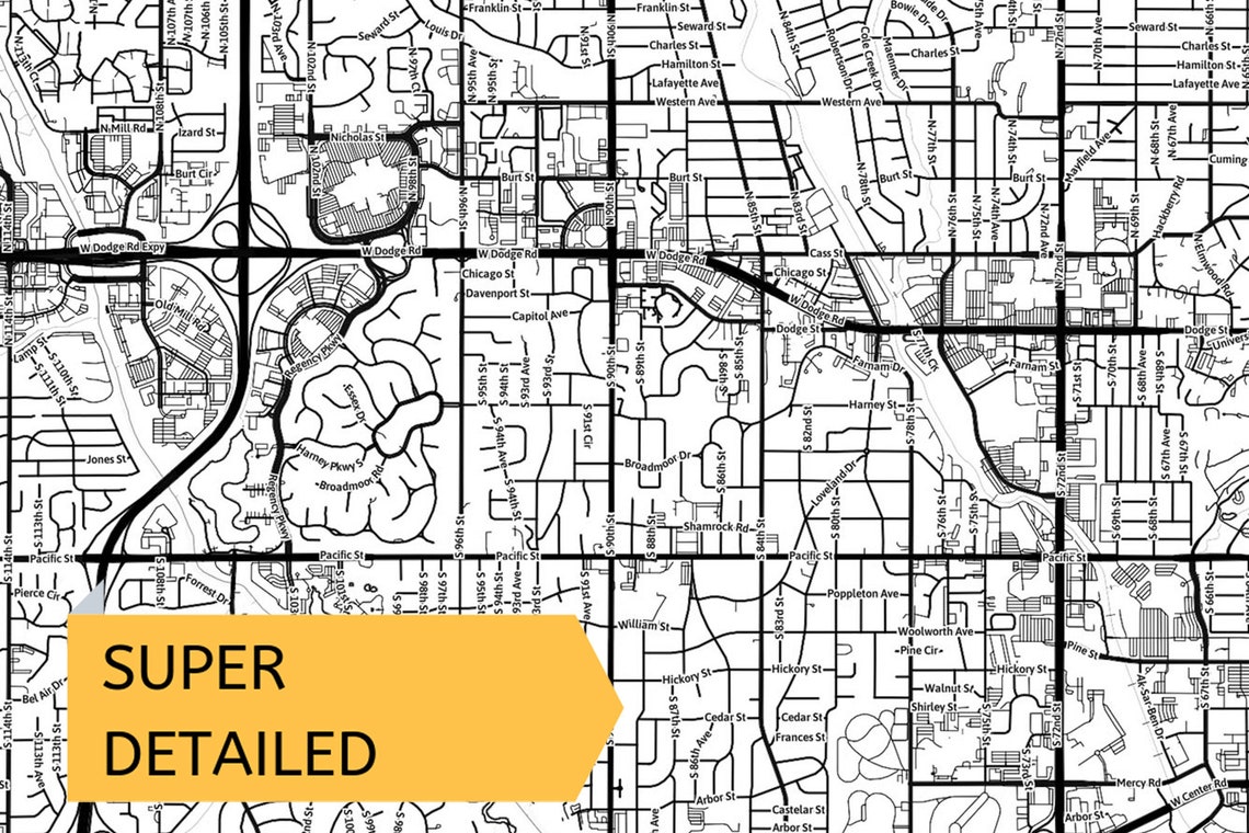 Printable Map of Omaha Nebraska NE United States With Street Etsy