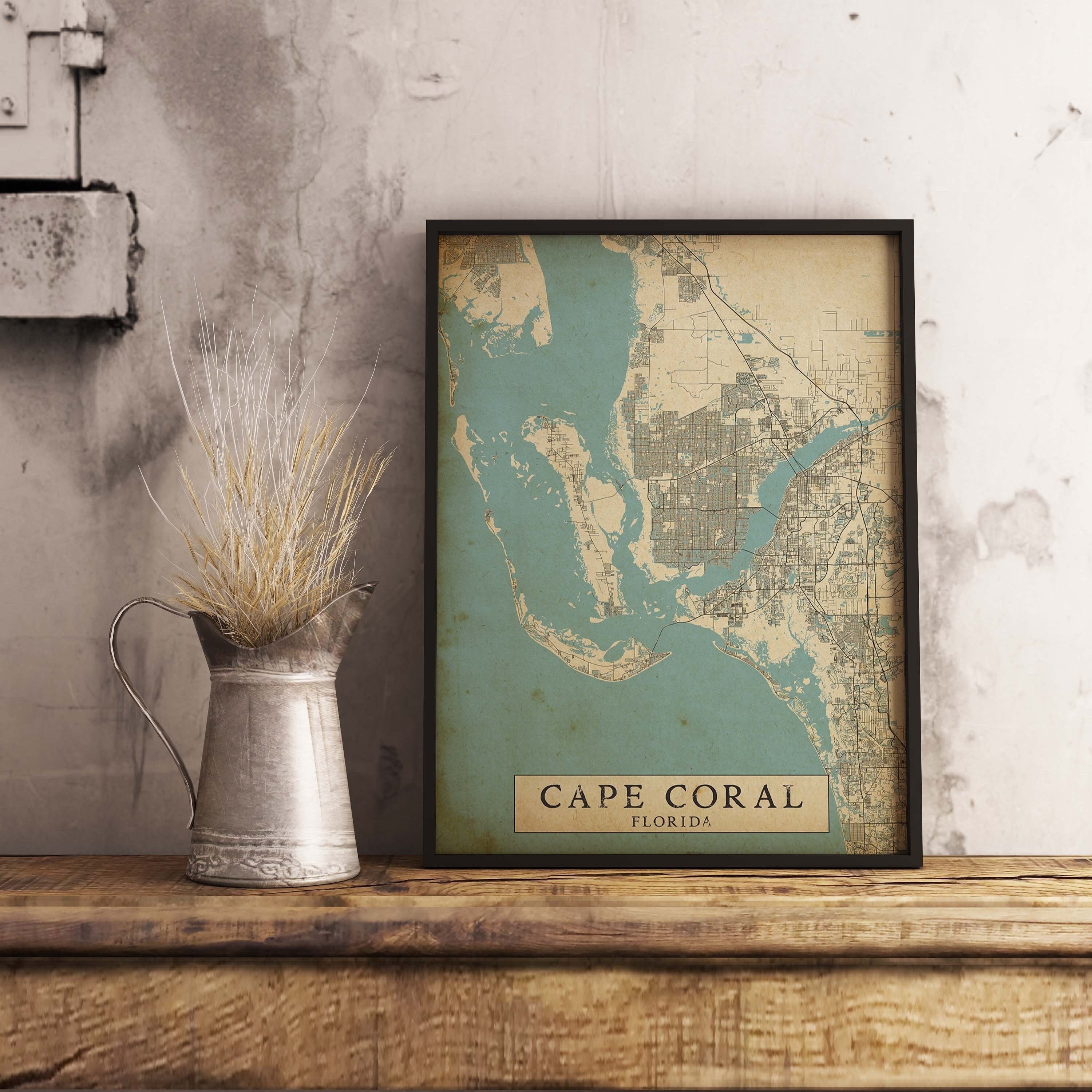 Printable Vintage Map of Cape Coral Florida United States - Etsy
