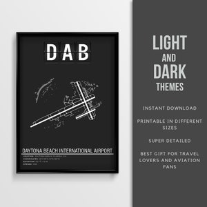 DAB Daytona Beach International Airport - Instant Download \ Luchthavenkaart \ Afdrukbaar \ Wall Art \ Pilot Gift \ Florida Travel Poster