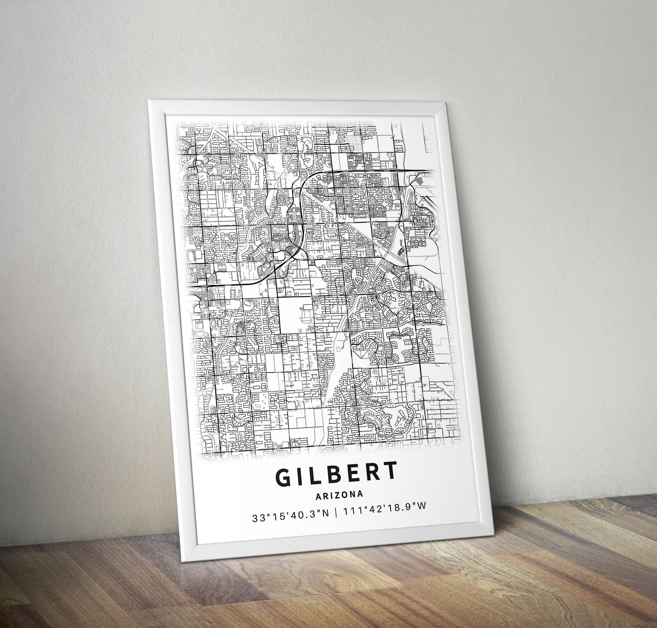 Printable Map of Gilbert Arizona AZ United States With Etsy