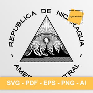 Armoiries du Nicaragua, Nicaragua Vector Clipart - SVG \ PNG \ PDF \ Téléchargement instantané \ Découpe \ Signe de l'État \ Emblème du Nicaragua \ Crest