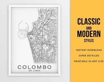 Printable Map of Colombo Sri Lanka, Kolamba Koḻumpu cIty poster - Instant Download \ City Map \ Wall Art \ Printable Map