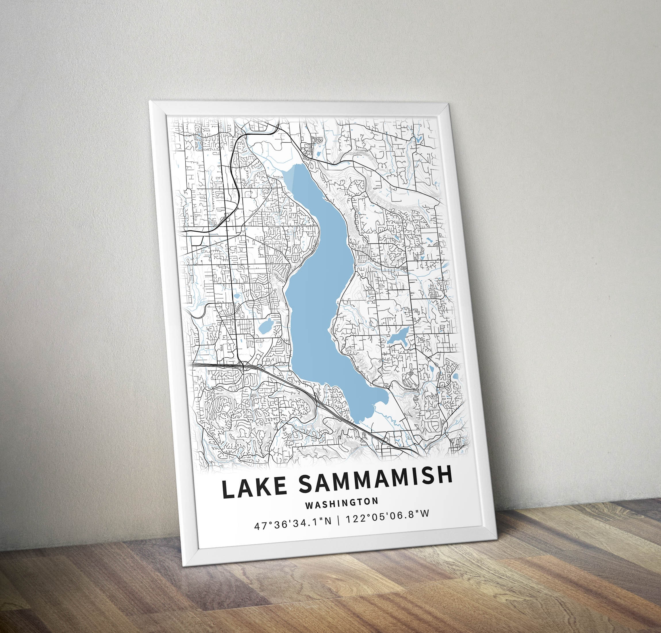 Printable Map Of Lake Sammamish Washington US Instant Download Il 87mz 