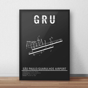 Cartel del aeropuerto internacional GRU São Paulo Guarulhos - Descarga instantánea \ Mapa del aeropuerto \ Idea de regalo \ Arte de la pared \ Cartel de viaje de Brasil imagen 7