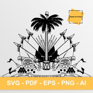 Haiti coat of arms, Haiti Vector Clipart - SVG \ PNG \ PDF \ Instant Download \ Cutting \ Haiti Flag\ Republic of Haiti Crest \ Haiti emblem