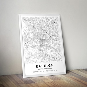 Raleigh North Carolina Map with Street Names, Printable Raleigh City Poster (Instant Download) image 2
