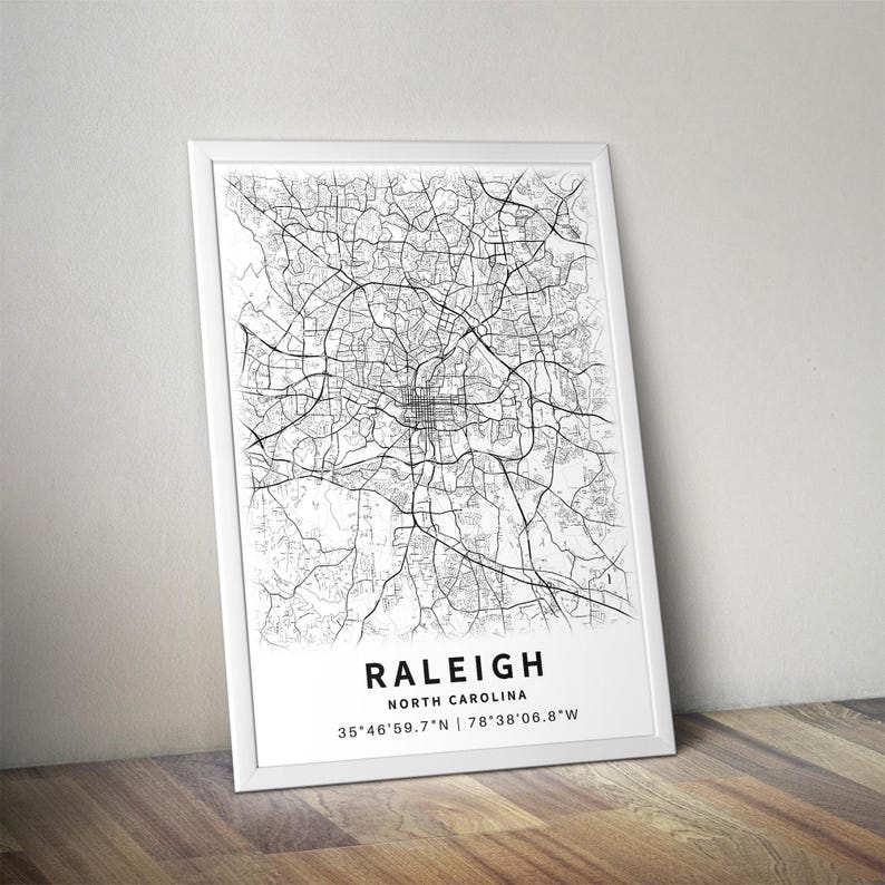 Raleigh North Carolina Map with Street Names, Printable Raleigh City Poster (Instant Download) image 2