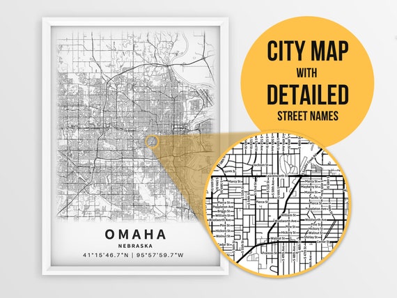 Printable Map of Omaha Nebraska NE United States With Street - Etsy Hong  Kong