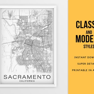 Printable Map of Sacramento California United States - Etsy