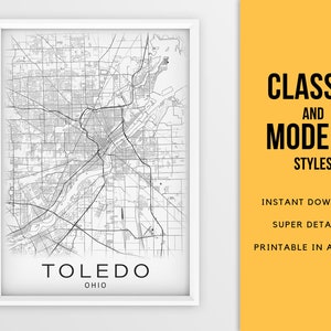 Printable Map of Toledo, Ohio OH, United States Instant Download City ...