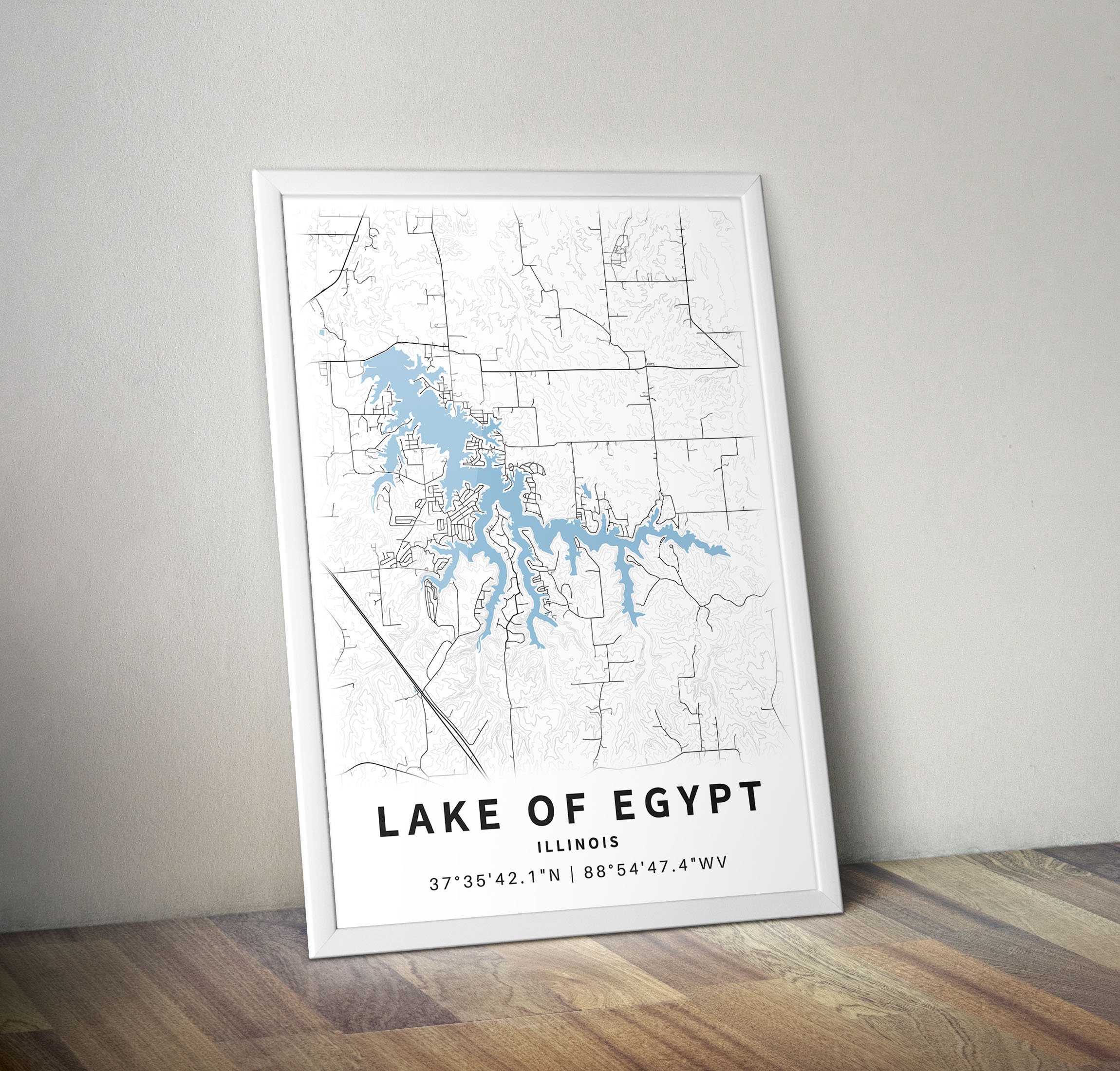 Printable Map of Lake of Egypt Illinois United States Etsy