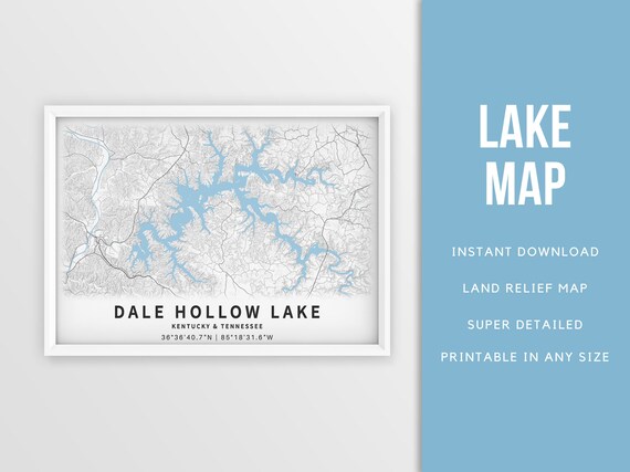 Printable Map Dale Hollow Lake Kentucky/tennessee United | Etsy