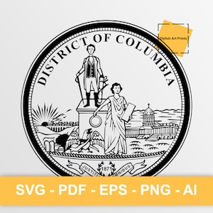 Selo do estado do Distrito de Columbia, Washington Vector Clipart - SVG \ PNG \ PDF \ Instant Download \ Cutting \ State Sign