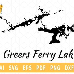 Greers Ferry Lake map SVG, Arkansas map Vector File - Instant Download \ Cutting \ Lake silhouette \ Commercial License