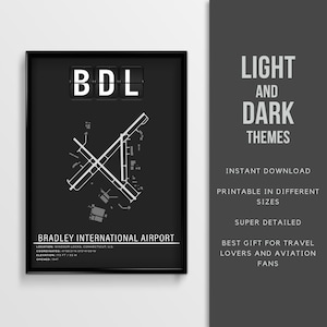 BDL Bradley International Airport Poster - Instant Download \ Map Art \ Print \ Wall Art \ Pilot Gift \ Connecticut Travel Poster