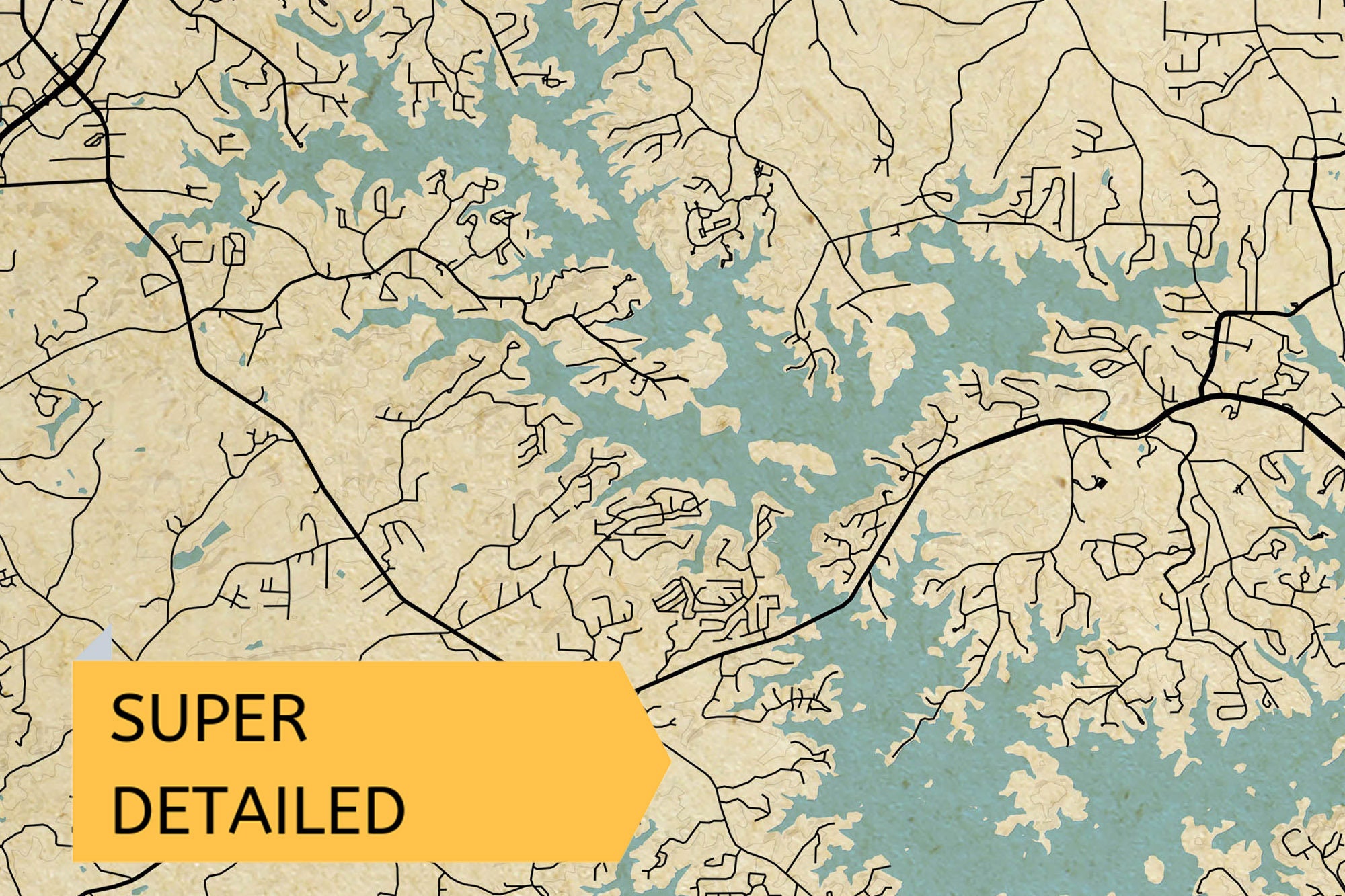 Vintage Style Map of Lake Lanier USA Instant Etsy