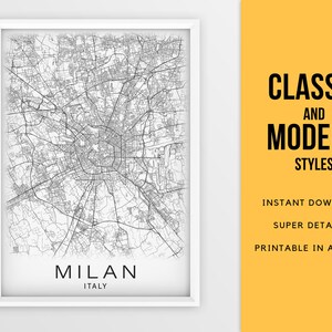 Printable Map of Milan, Italy Instant Download City Map Wall Art - Etsy