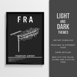 FRA Frankfurt (Rhein-Main-Flughafen) Airport Poster - Sofort Download \ Airport Karte \ Geschenkidee \ Wandkunst \ Deutschland Reise Poster
