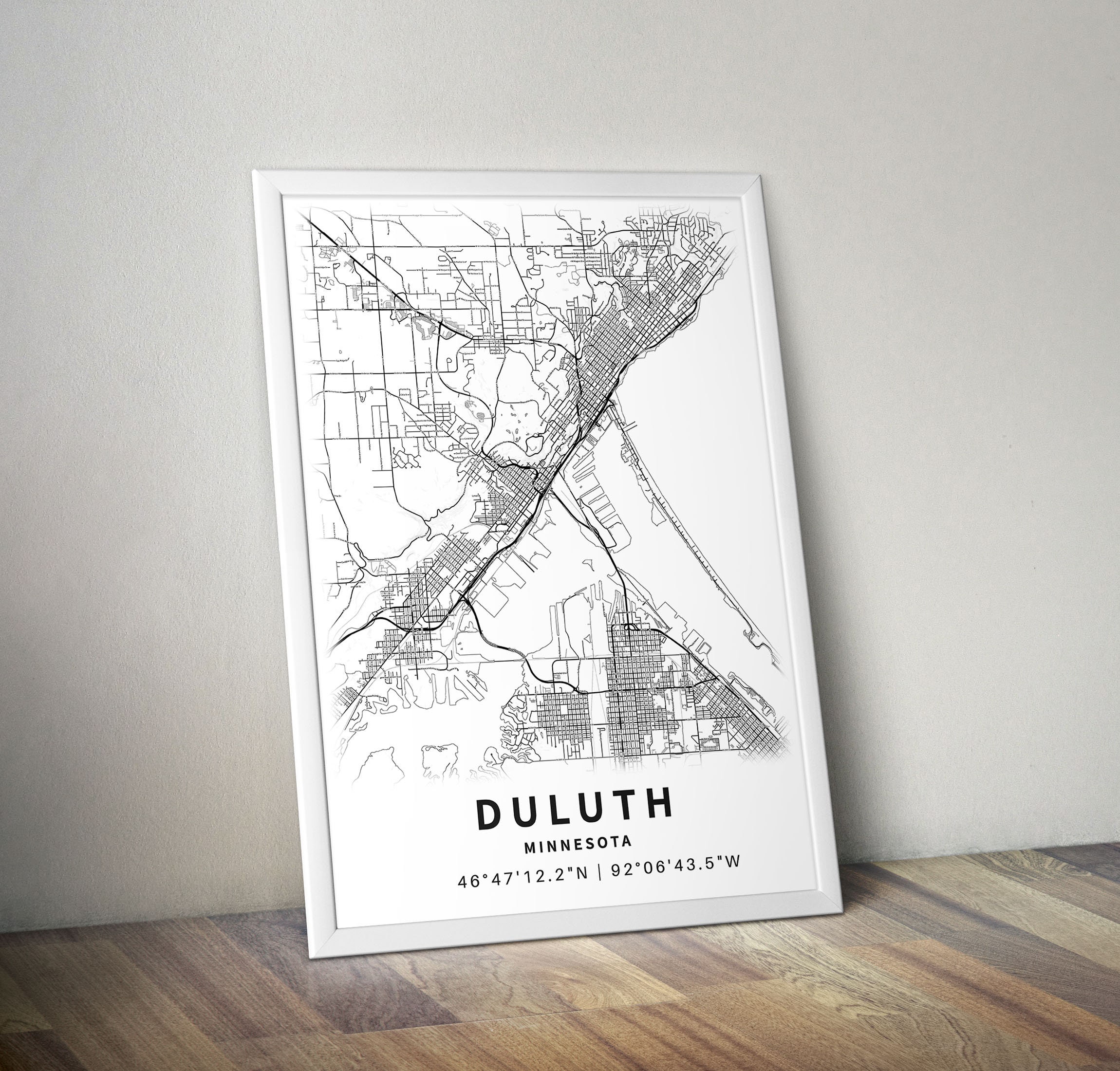 Printable Map of Duluth MN With Street Names Minnesota USA Etsy