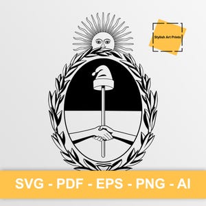 Armoiries de l'Argentine, Argentine Vector Clipart - SVG \ PNG \ PDF \ Téléchargement instantané \ Découpe \ Signe de l'État \ Emblème de l'Argentine