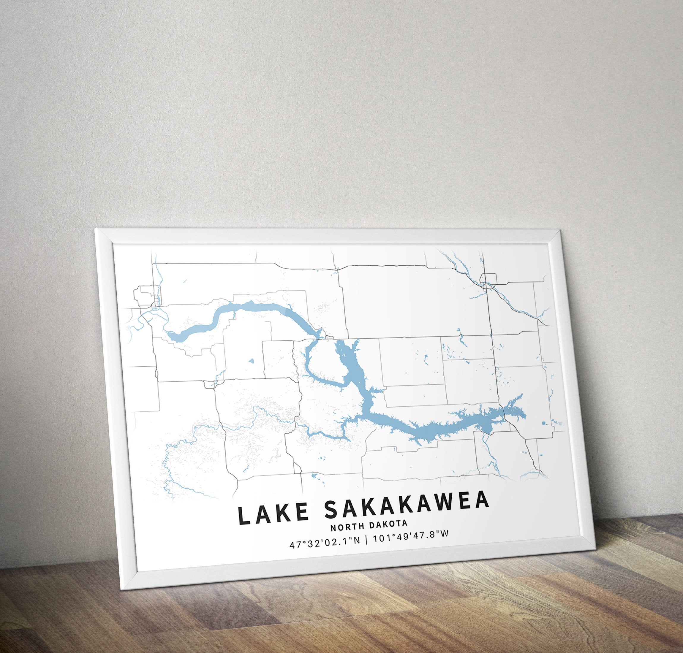 Printable Map of Lake Sakakawea North Dakota United States Etsy