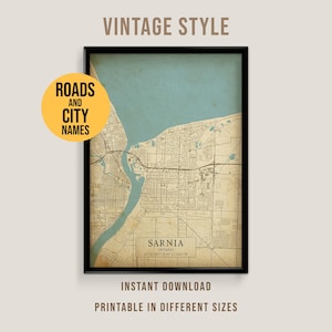Sarnia, Ontario, Kanada Vintage Stil Karte, Sarnia City Poster (Instant Download)
