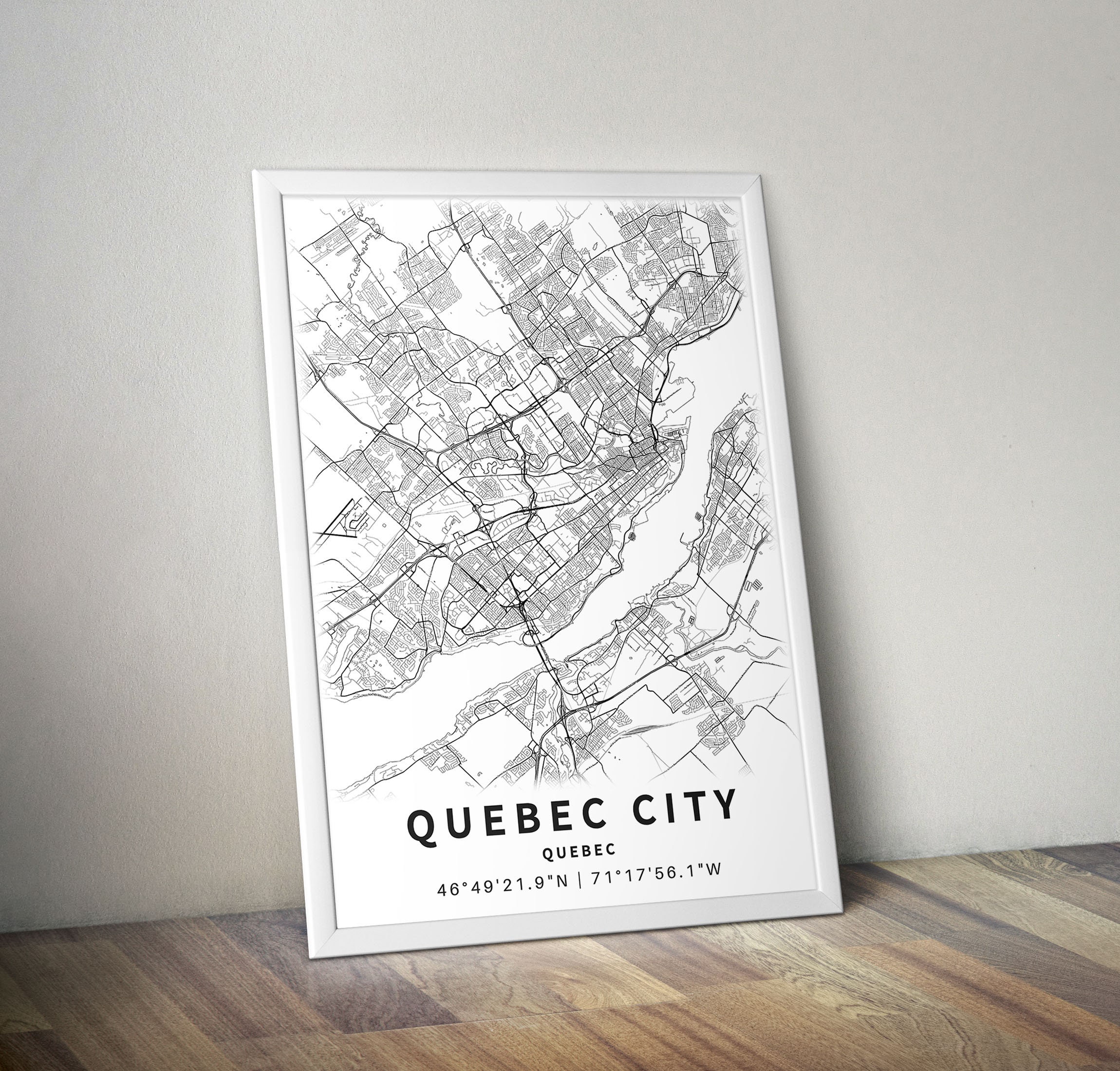 Printable Map of Quebec City Quebec Canada With Street Names Etsy