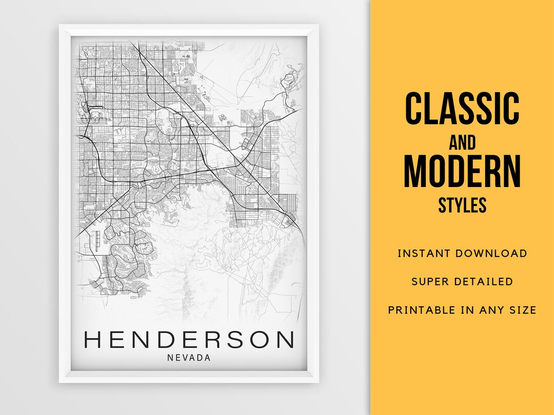 Printable Map of Henderson NV Nevada United States Instant - Etsy
