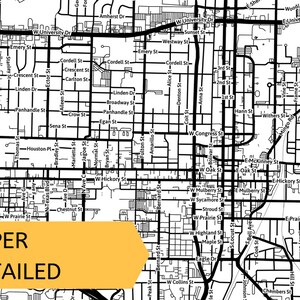 Printable Map of Denton, Texas, USA With Street Names - Instant ...