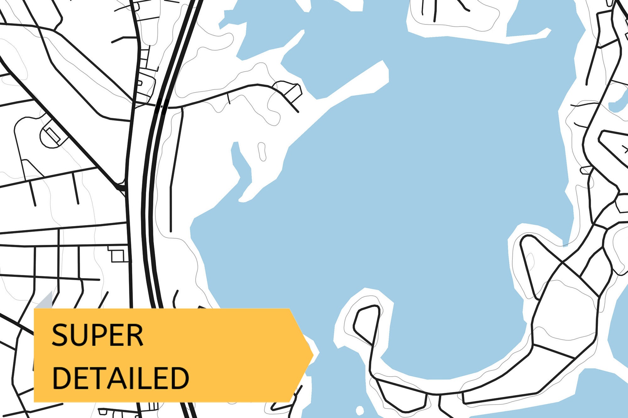 Printable Map of ster Lake Massachusetts United States Etsy