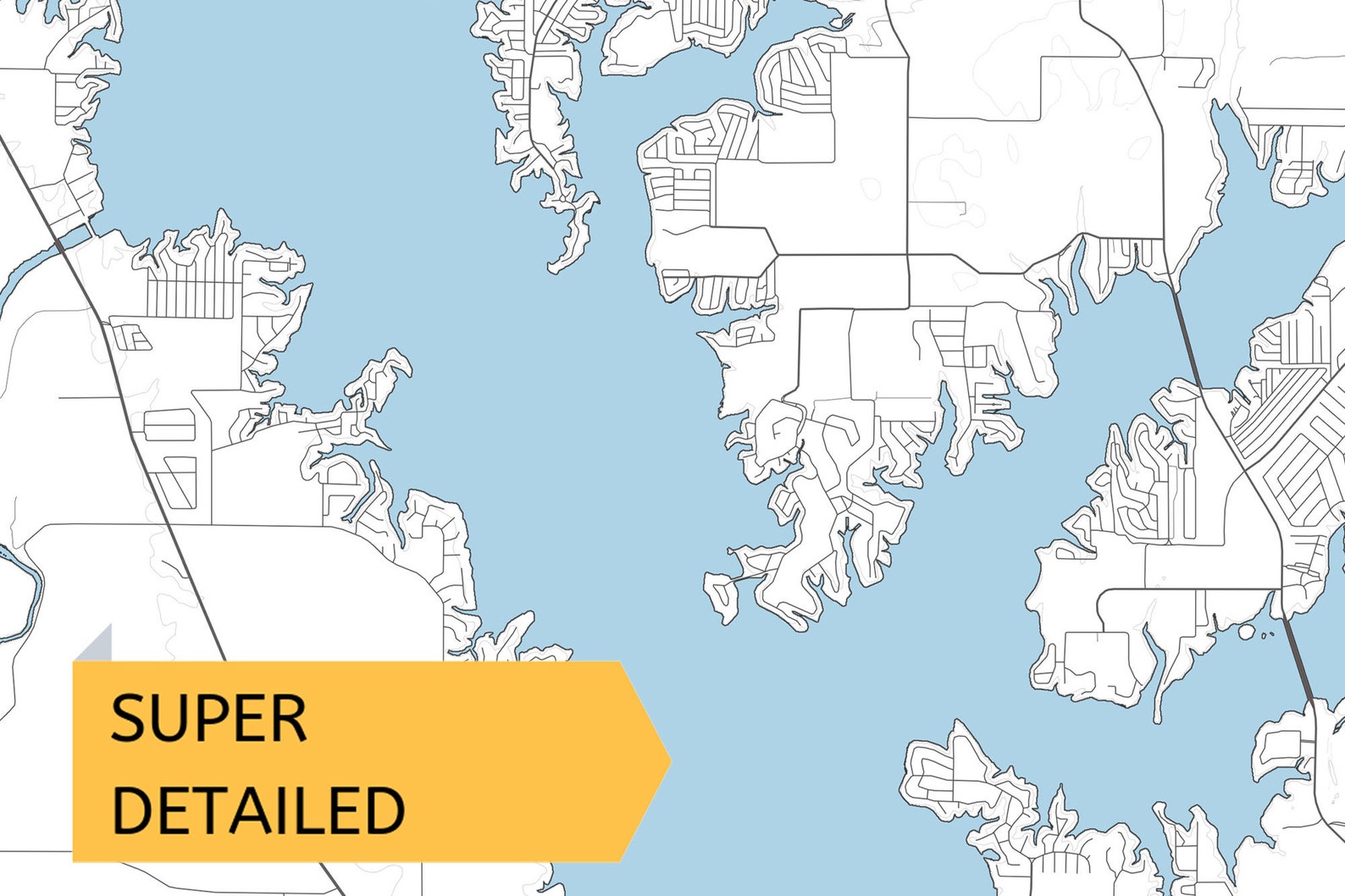 Printable Map of Cedar Creek Lake Texas United States Etsy Australia