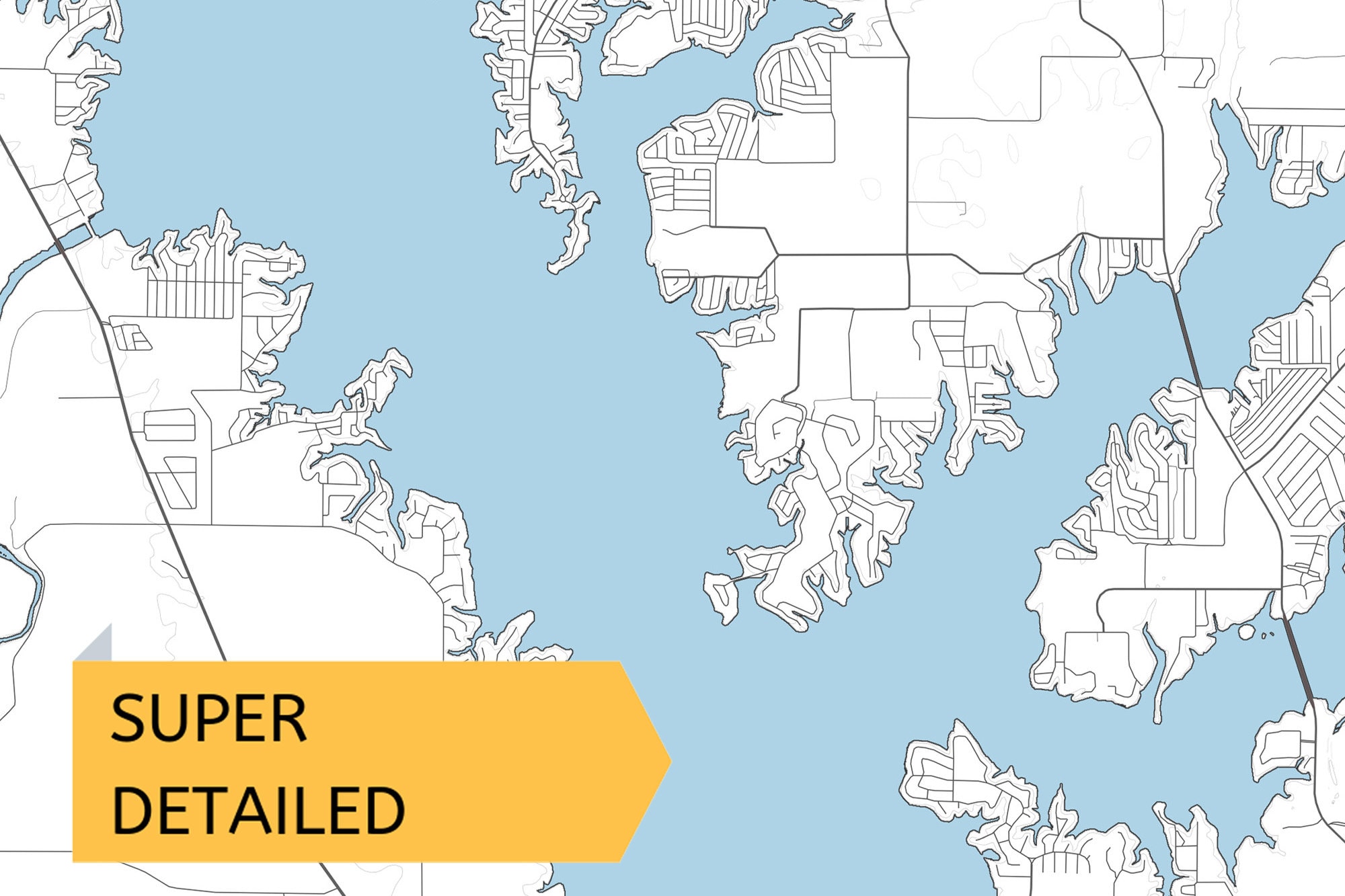 Printable Map of Cedar Creek Lake Texas United States Etsy