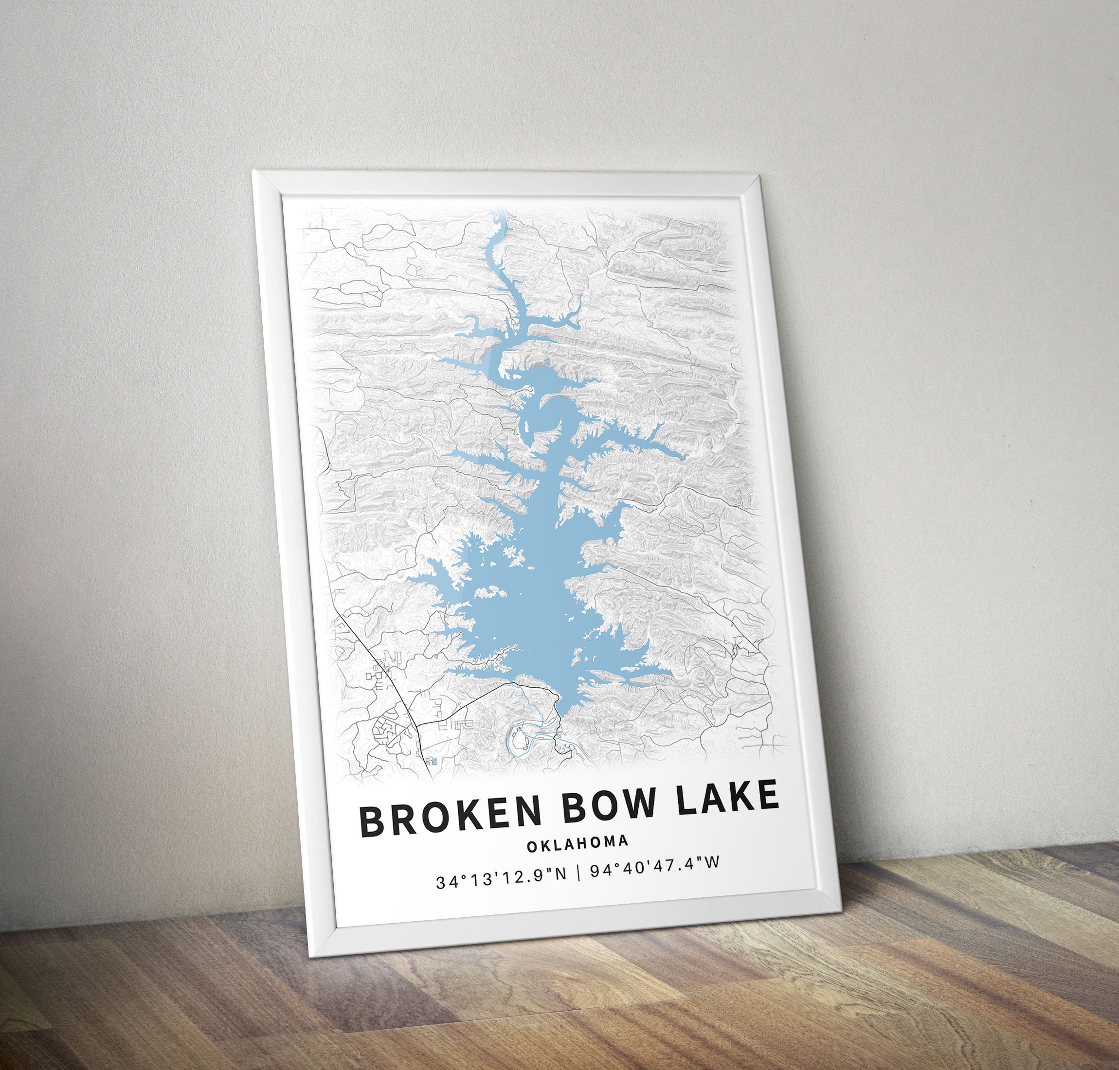 Printable Map Broken Bow Lake Oklahoma United States Etsy