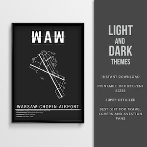 WAW Warsaw Chopin Airport Poster - Instant Download \ Airport Map \ Printable \ Wall Art \ Poland Travel Poster