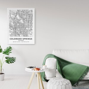Carte imprimable de Colorado Springs, Colorado, États-Unis avec les noms de rue - téléchargement immédiat \ plan de la ville \ cadeau de voyage \ affiche de la ville \ carte routière image 2