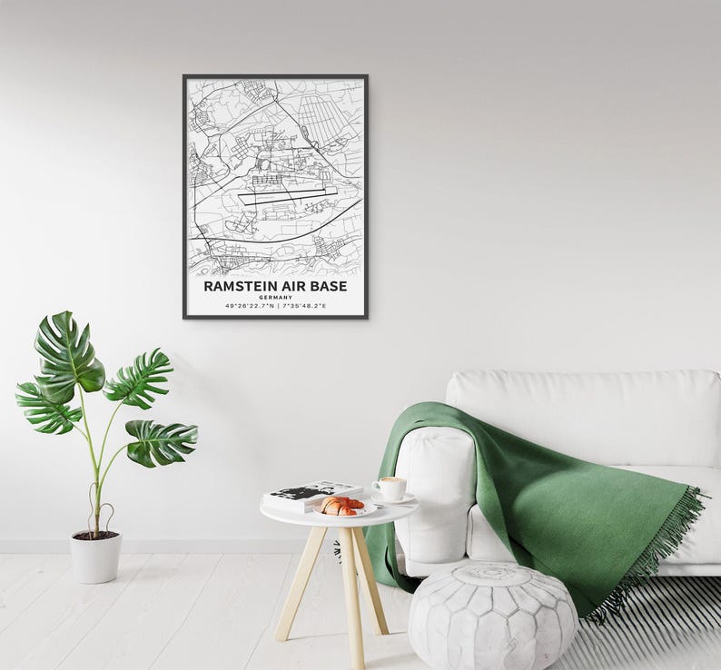 Ramstein Air Base Map Poster, Germany Map With Street Names (instant ...