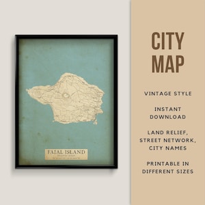 Vintage Landkarte von Faial, Portugal - sofortiger Download \ City Map ~ Wand Kunst ~ Poster ~ Reise Geschenk ~ Azoren-Karte