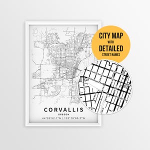 Corvallis Oregon Map with Street Names, Printable Corvallis City Poster (Instant Download)