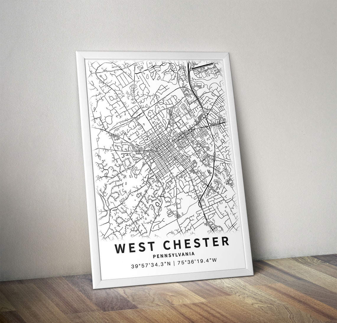 Printable Map of West Chester, Pennsylvania, USA With Street Names ...