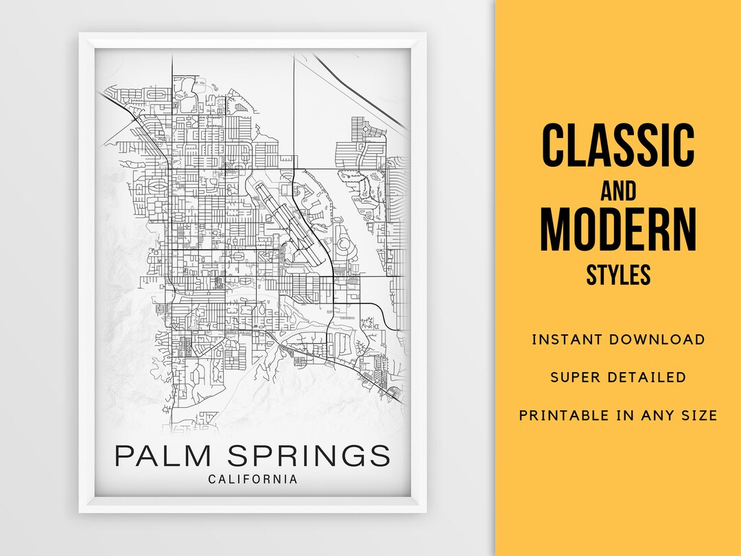Printable Map of Palm Springs California United States - Etsy