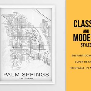 Printable Map of Palm Springs California United States - Etsy