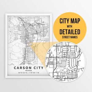 Carson City Stadtplan, Nevada, USA mit Straßennamen zum ausdrucken