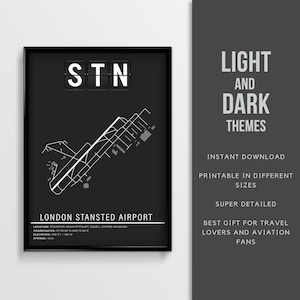STN London Stansted Airport Poster - Instant Download \ Airport Map \ Gift Pilot \ Wall Art \ Printable \ England Travel Poster